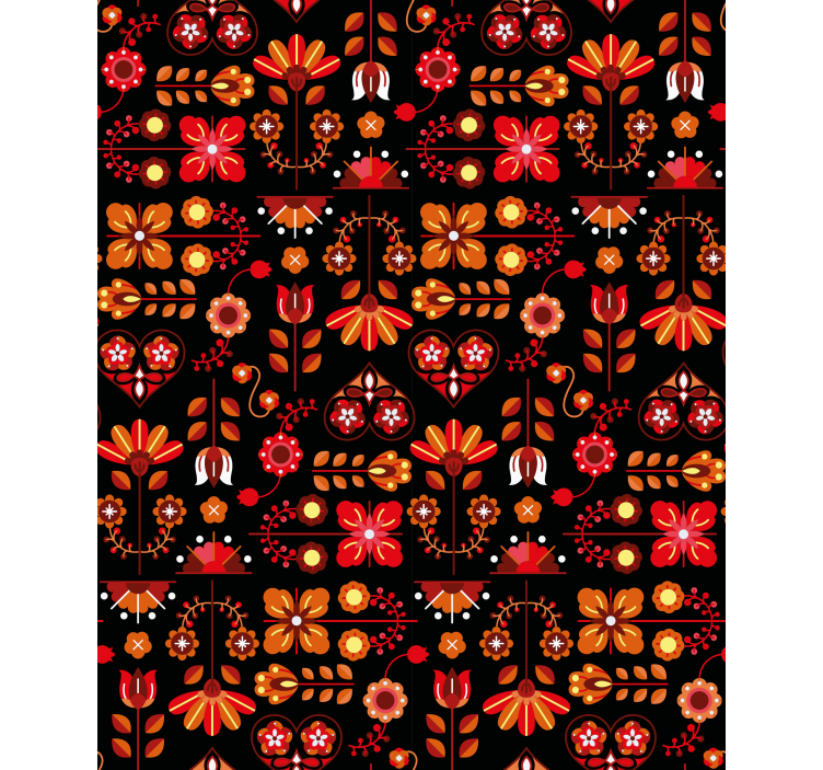 Orange folk art floral blind - TenStickers