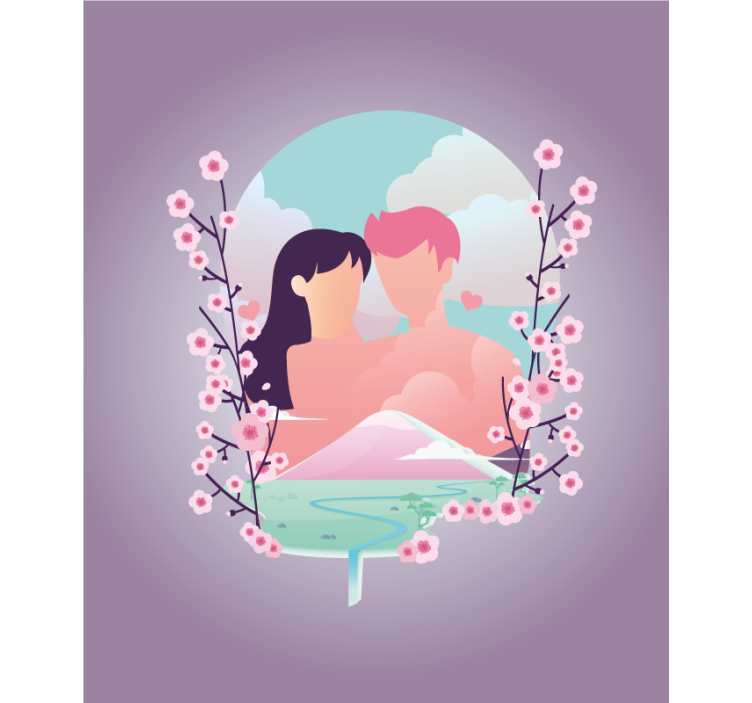 Couple Amid Blossoms romantic blind - TenStickers
