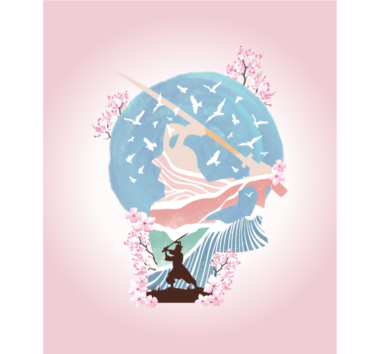 Elegant Samurai Silhouette blind art - TenStickers