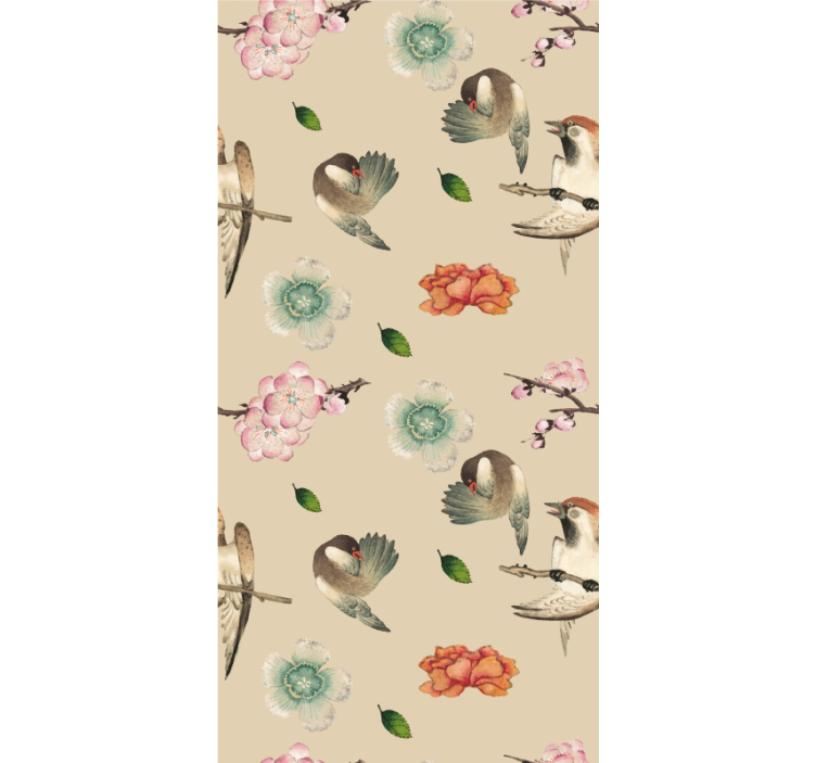 Beige avian design blind flowers - TenStickers