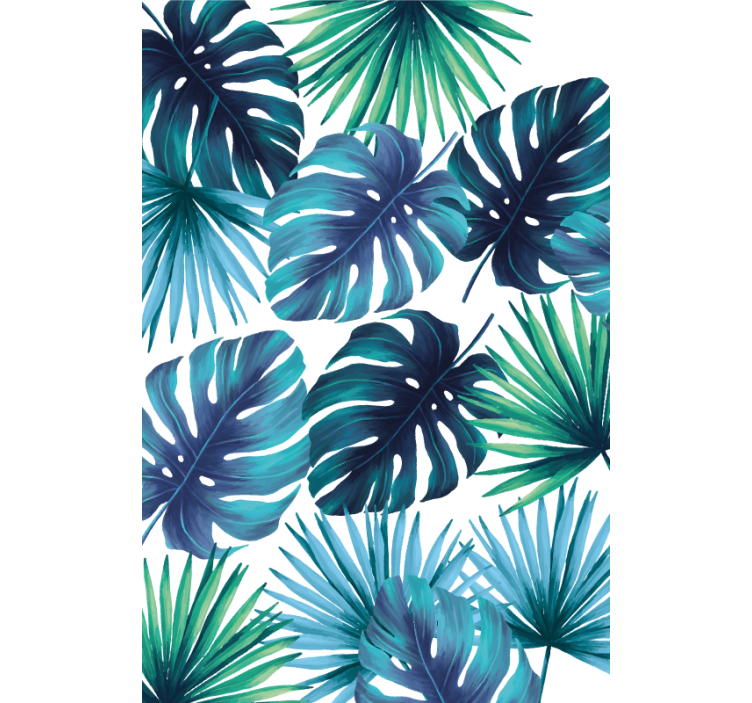 Blue tropical leaves blind master bedroom - TenStickers