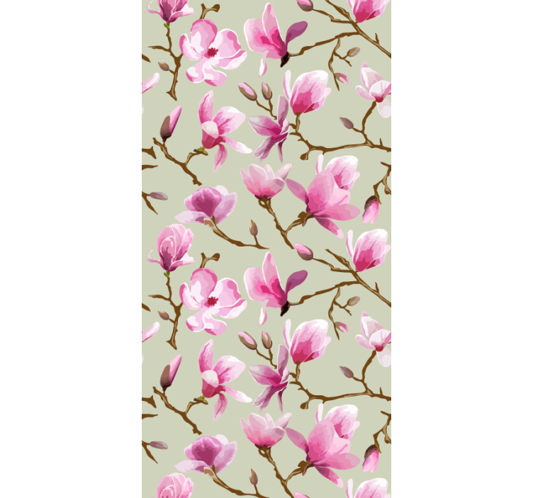 Pink mangolia bloom blinds in a kitchen - TenStickers
