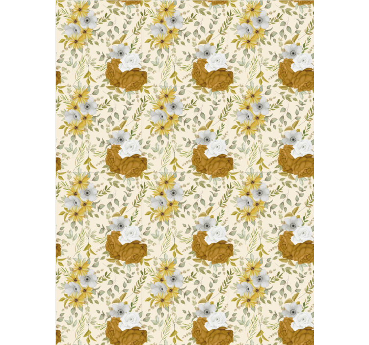 Beige and brown pattern blind flowers - TenStickers