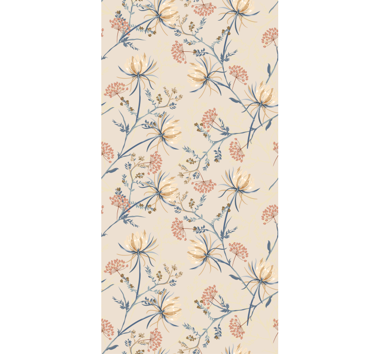 Floral Blossom Beige Pattern blind flowers - TenStickers