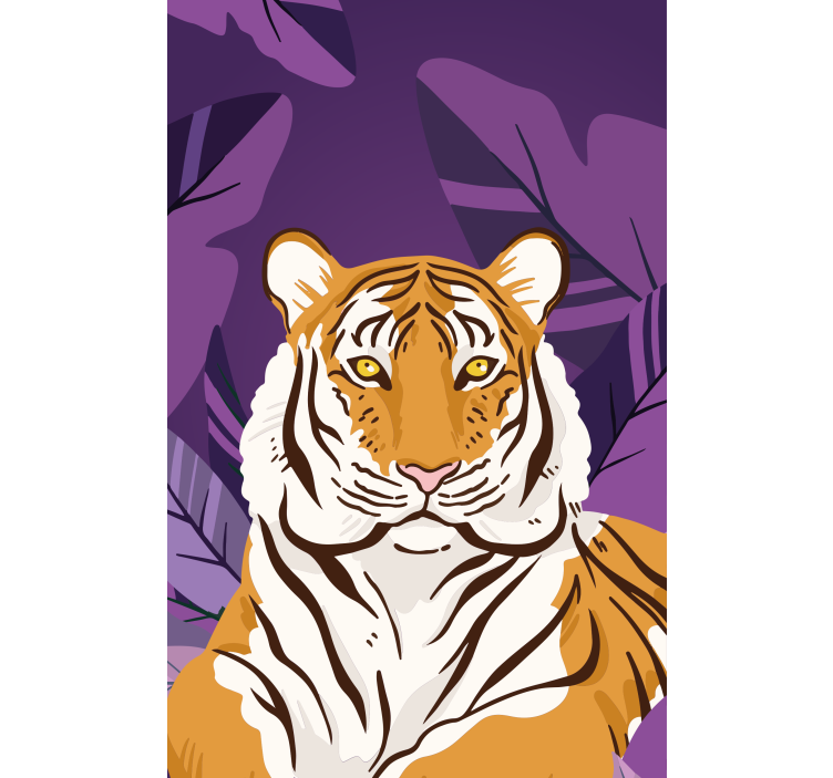 Tiger portrait with leaves animal blind - TenStickers