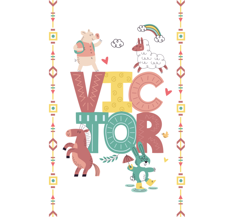 Boho animals with name blind kids - TenStickers