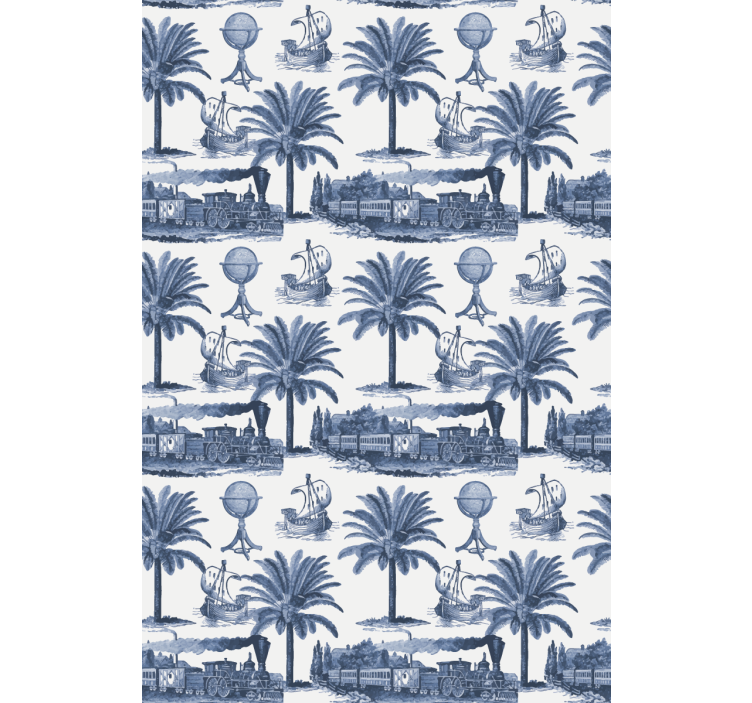 Blue palm scene more vintage roller blind - TenStickers