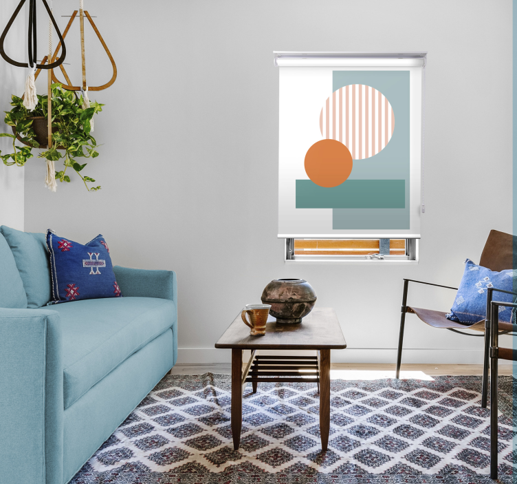 Blue abstract circles living room blind - TenStickers