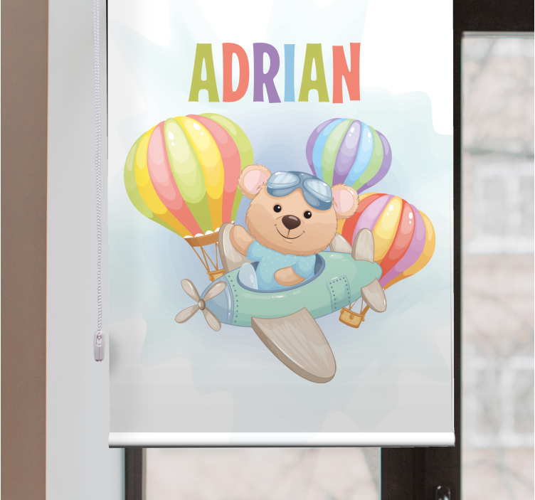 Bear in airplane with name blind kids - TenStickers