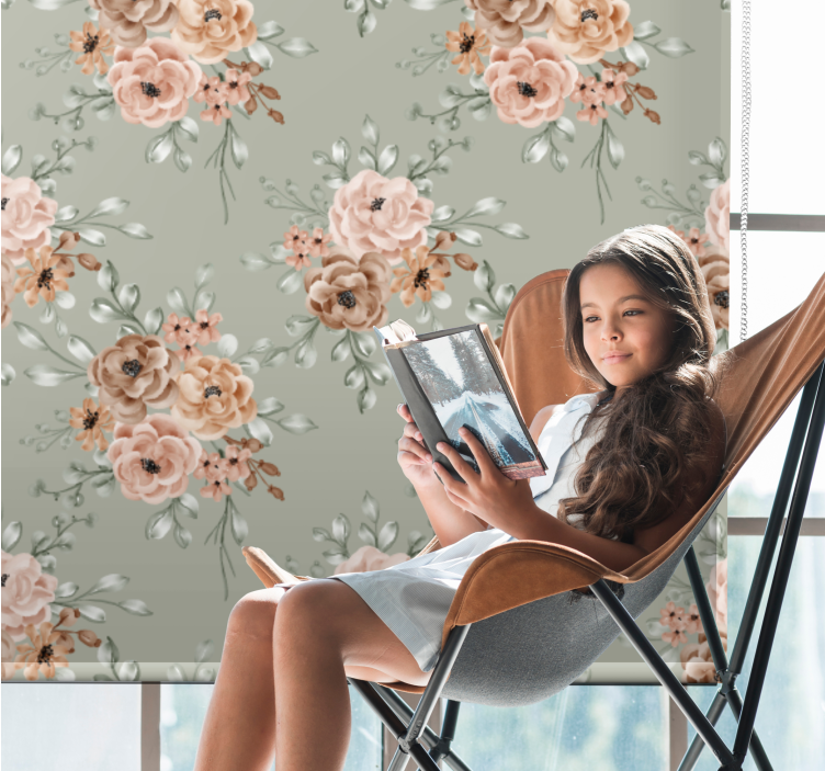 Beautiful beige arrangement floral blind - TenStickers