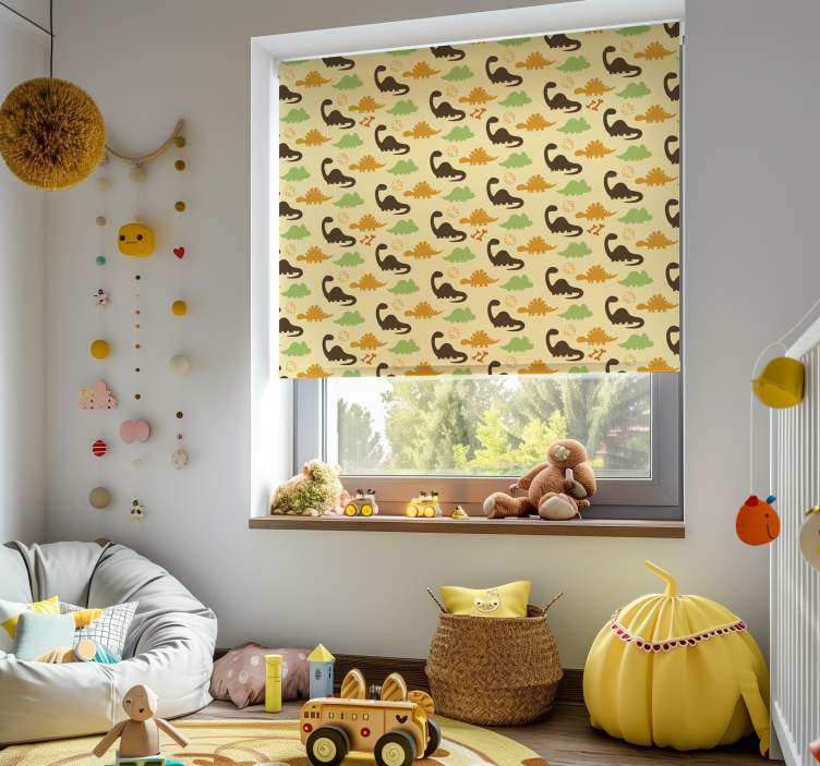 Beige background dinosaur roller blind  - TenStickers