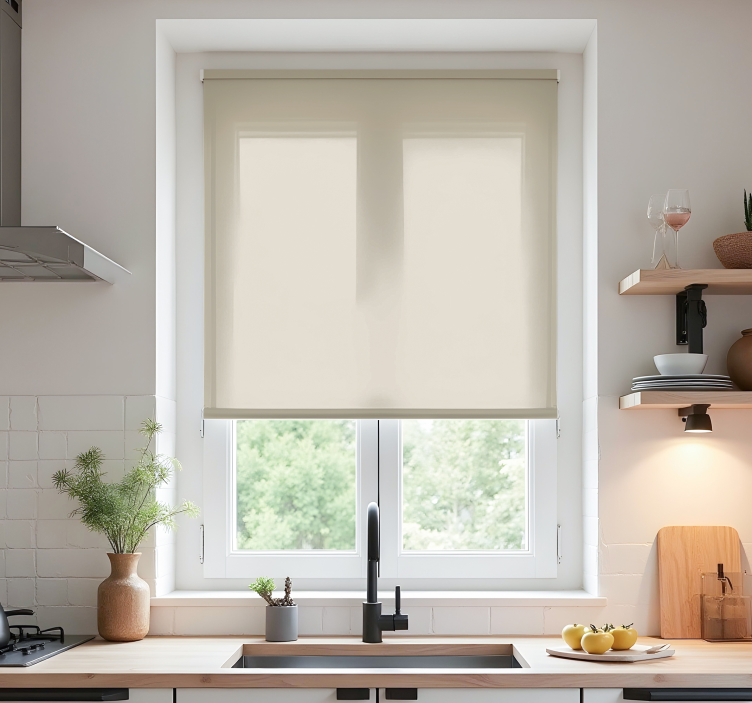 Beige monocolor blinds in a kitchen - TenStickers