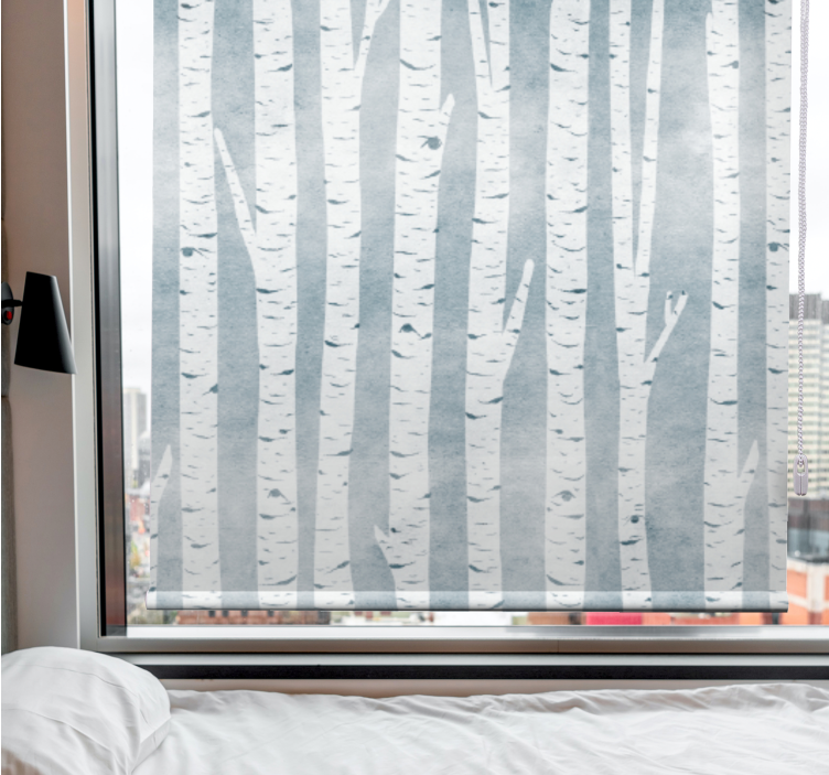 Birch grey pattern blind trees - TenStickers