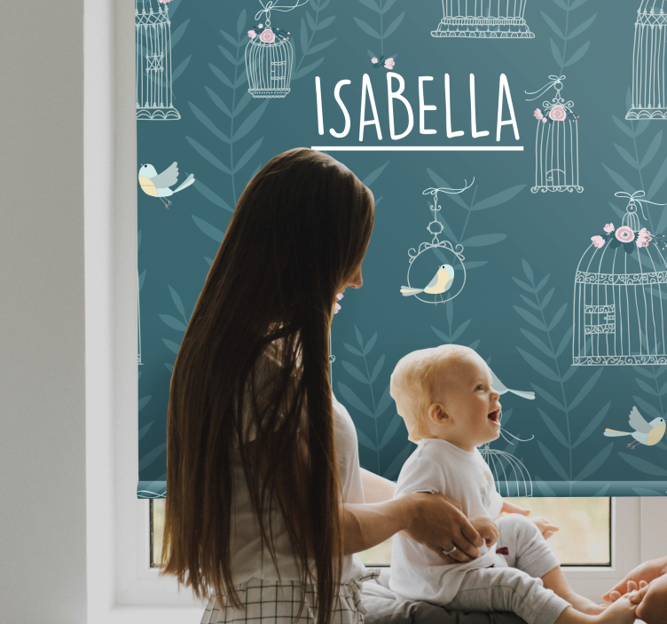 Blue birdcages with name blind kids - TenStickers