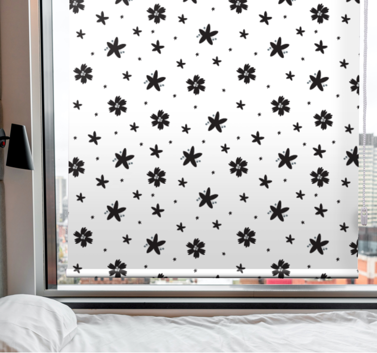 Black and White Design floral blind - TenStickers