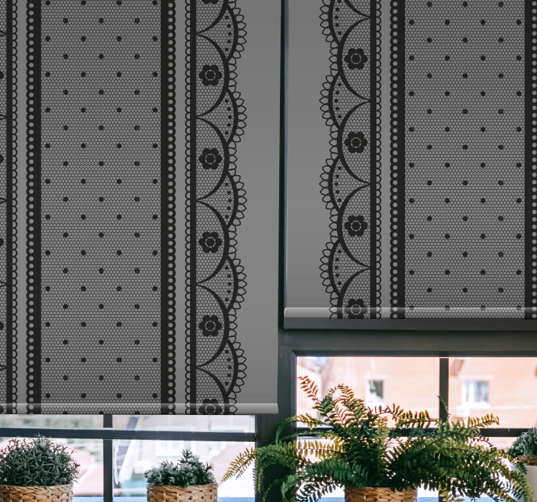 Black lace borders Living room roller blind - TenStickers