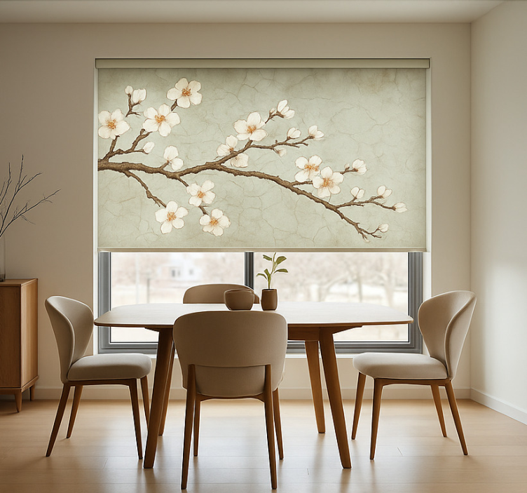 Blooming Japense tree dining room blind - TenStickers