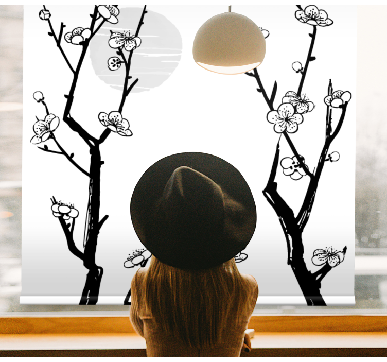 Blossoming Branches Silhouette blind flowers - TenStickers