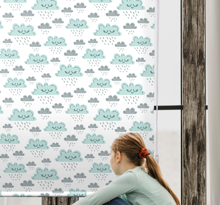 Blue rainy pattern cloud roller blind - TenStickers