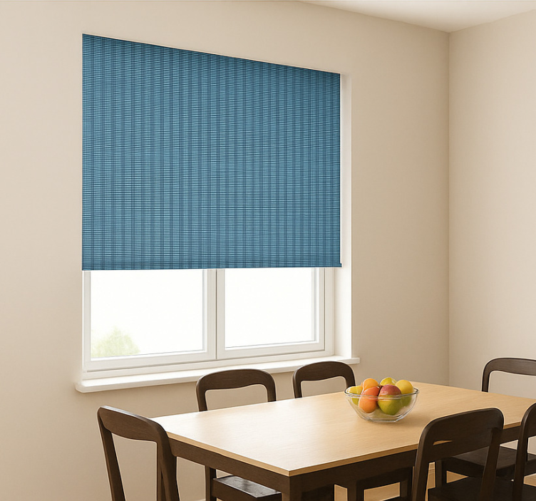 Blue woven plaid effcet  dining room blind - TenStickers