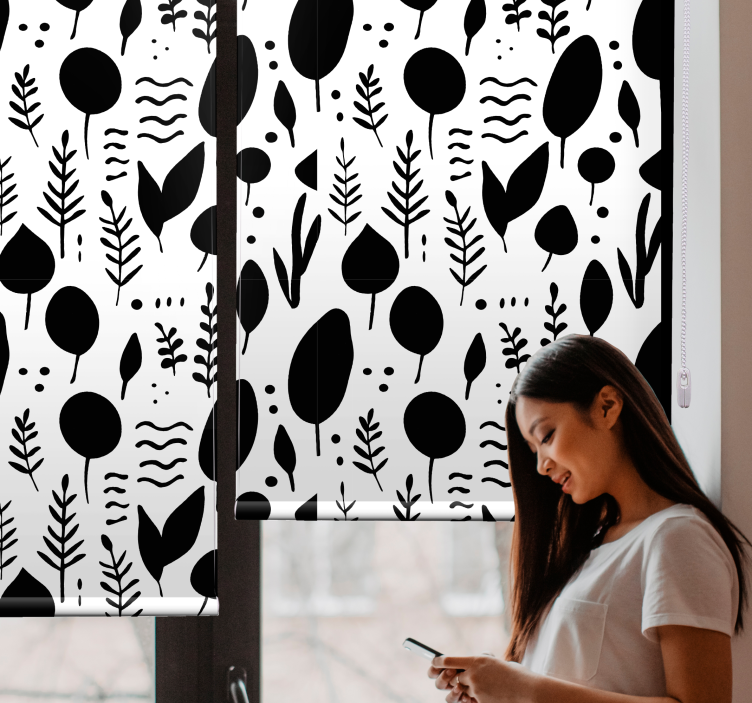 Botanical Silhouette Pattern blind trees - TenStickers