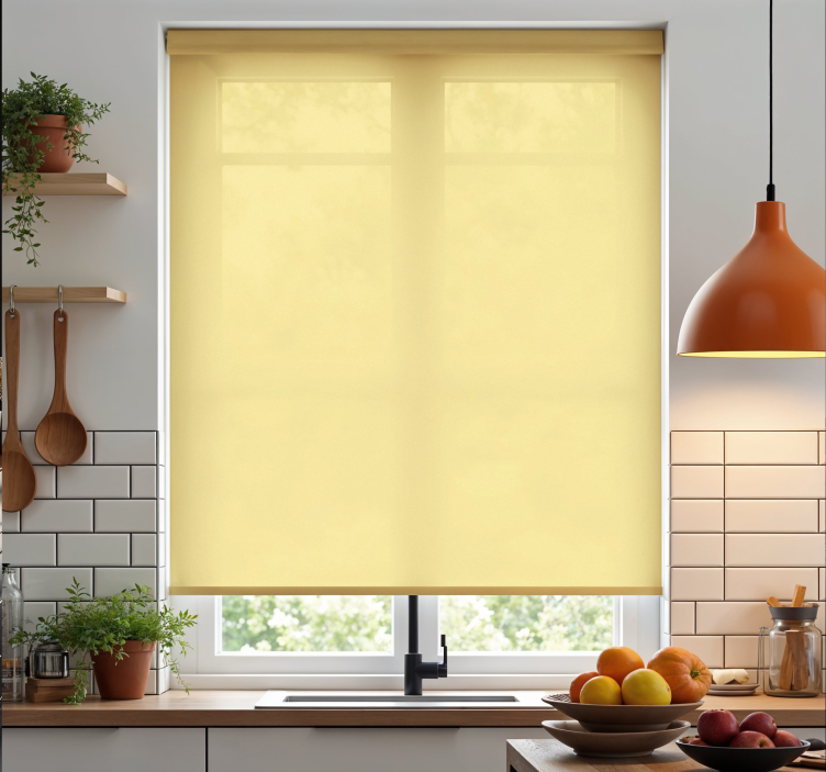 Butter yellow blinds in a kitchen - TenStickers