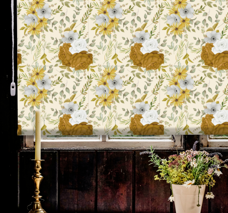 Beige and brown pattern blind flowers - TenStickers