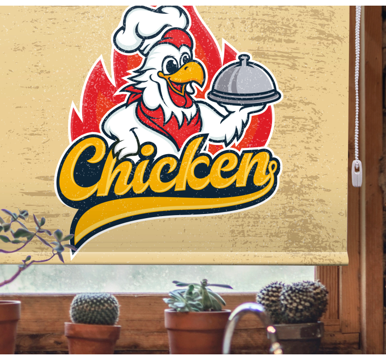 Chef chicken serving blinds in a kitchen - TenStickers