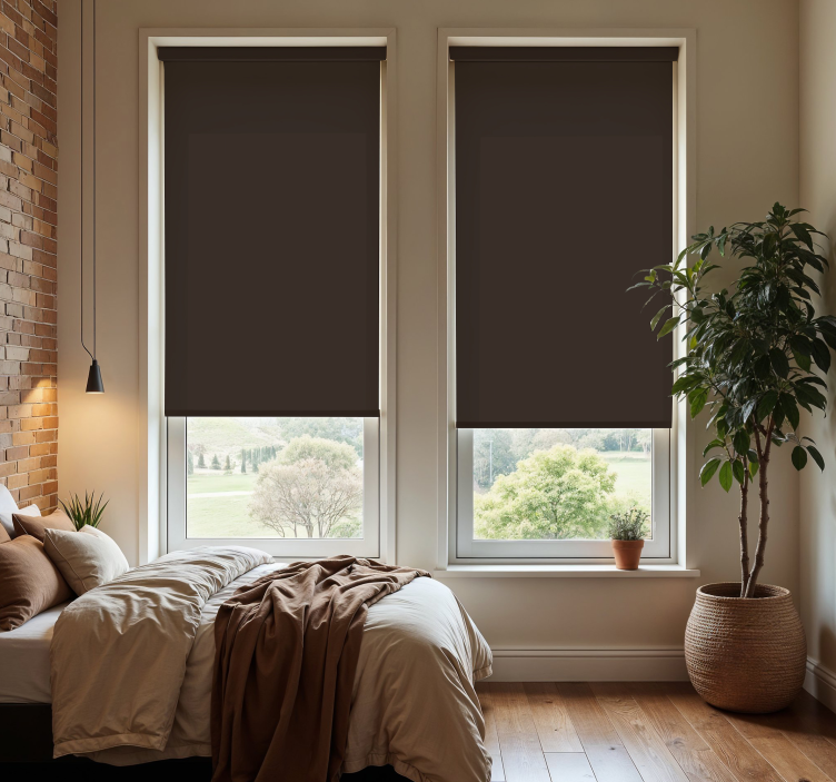 Chocolate brown blind master bedroom - TenStickers