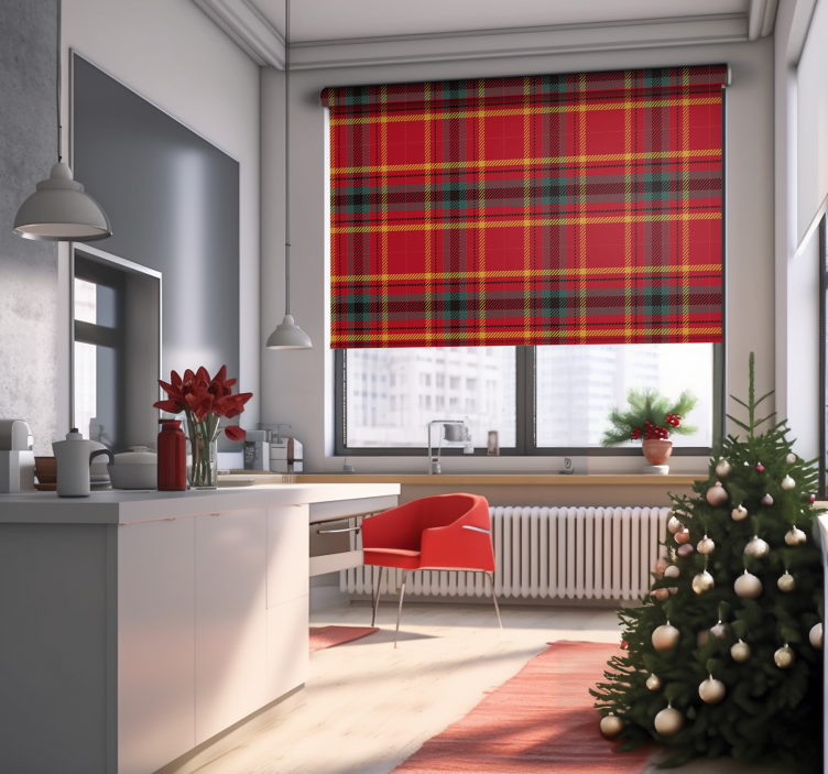 Christmas red tartan texture roller blind - TenStickers