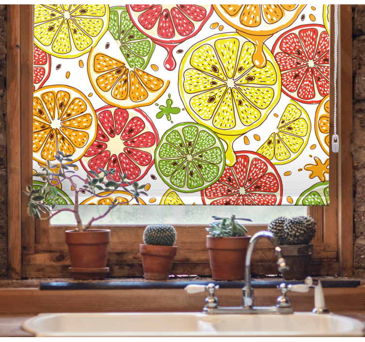 Citrus slice pattern blinds in a kitchen - TenStickers