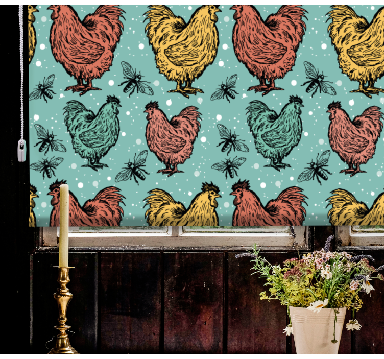 Colorful Rooster Pattern animal blind - TenStickers