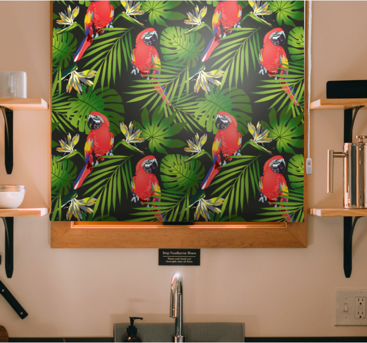 Colorful Tropical Parrots animal blind - TenStickers