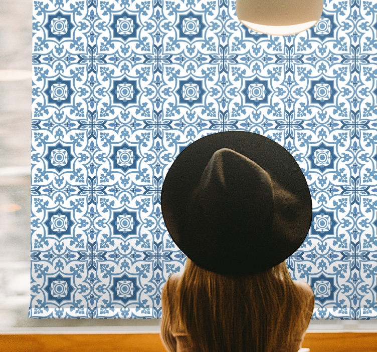 Complex blue tiles bathroom blind - TenStickers