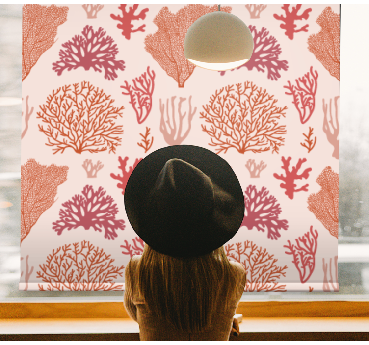 Coral Botanical Pattern blind flowers - TenStickers