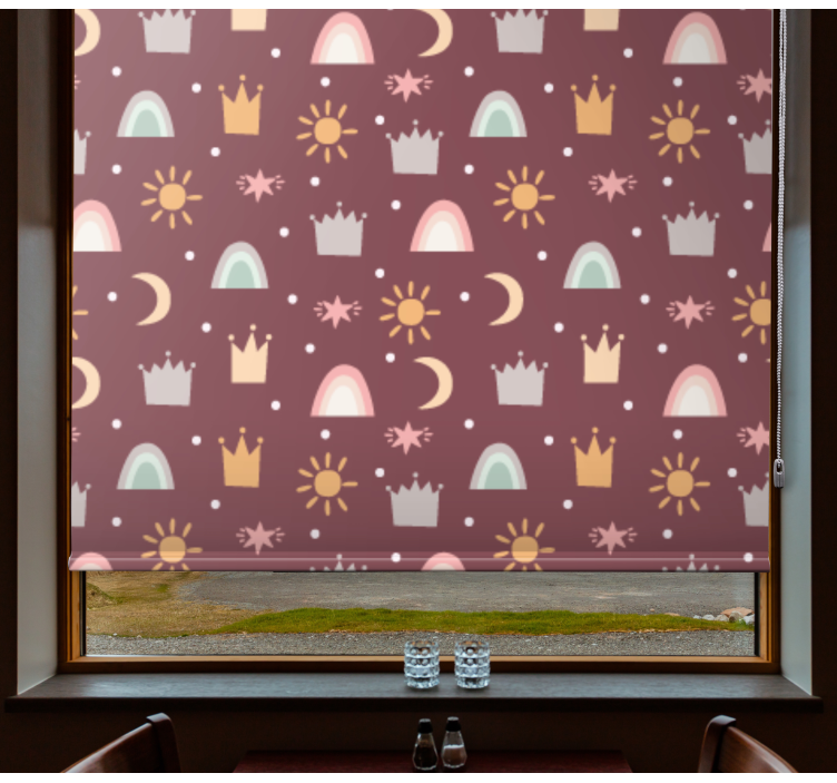 Crown and rainbow pattern roller blind nursery - TenStickers