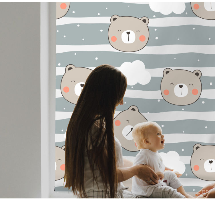 Cute Bear Faces roller blind nursery - TenStickers