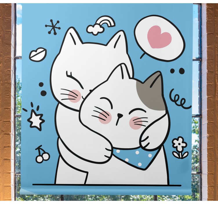 Cute Cat Embrace animal blind - TenStickers
