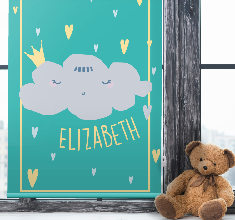 Crowned grey cloud with name roller blind nursery - TenStickers