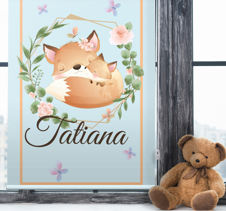 Fox family with name blind kids - TenStickers