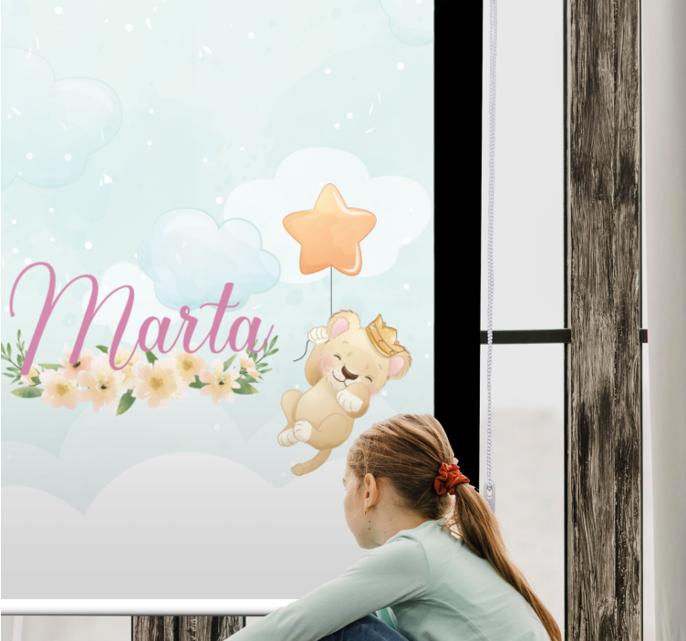 Bby lion with star and name roller blind nursery - TenStickers