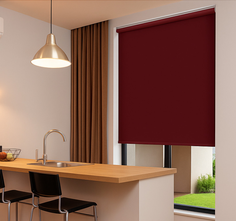 Deep maroon monocolour  dining room blind - TenStickers