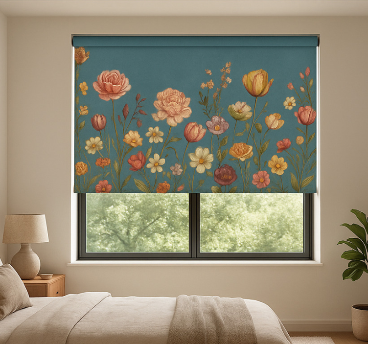 Earthy floral meadow blind master bedroom - TenStickers