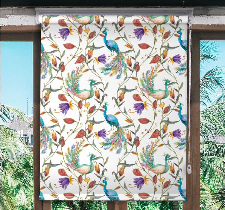 Elegant Peacock Floral blind flowers - TenStickers