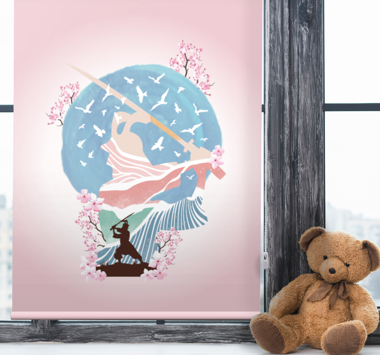 Elegant Samurai Silhouette blind art - TenStickers