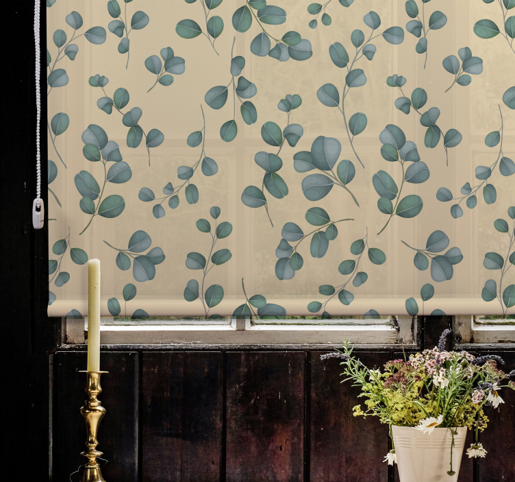 Eucalyptus Leaf Pattern blind flowers - TenStickers