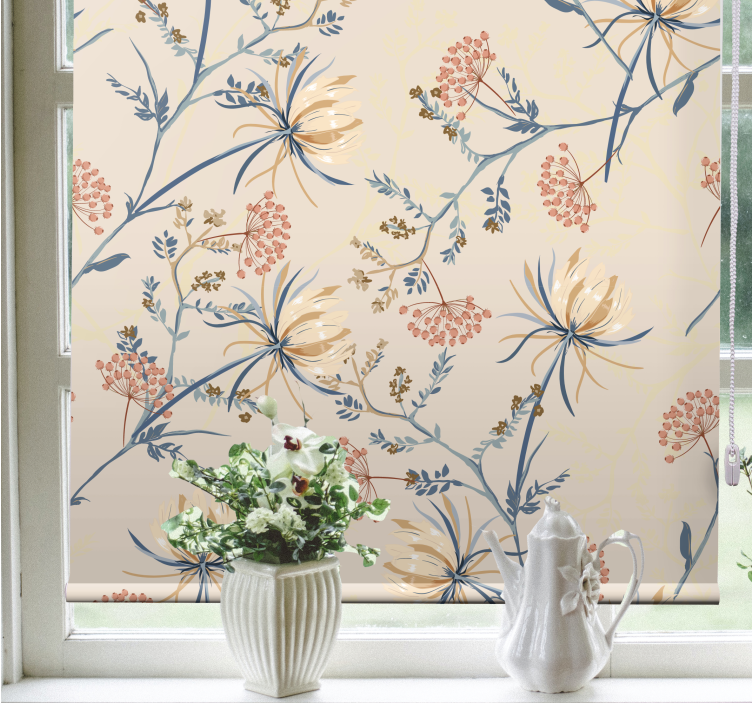 Floral Blossom Beige Pattern blind flowers - TenStickers