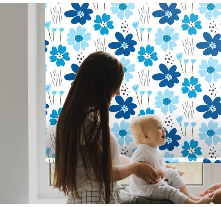 Blue simple pattern blind flowers - TenStickers
