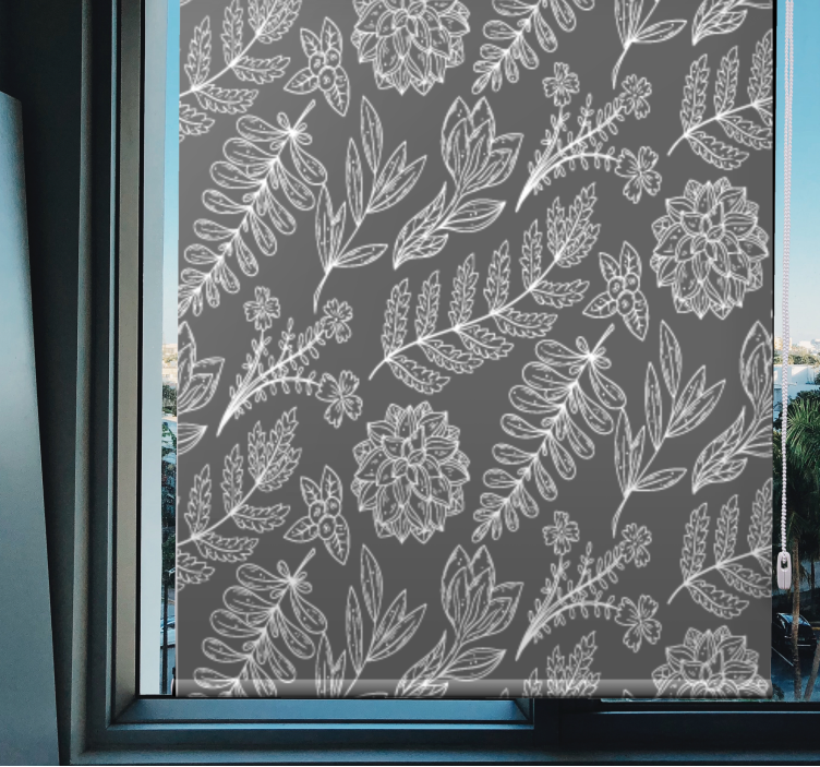 Floral Outline Pattern blind flowers - TenStickers