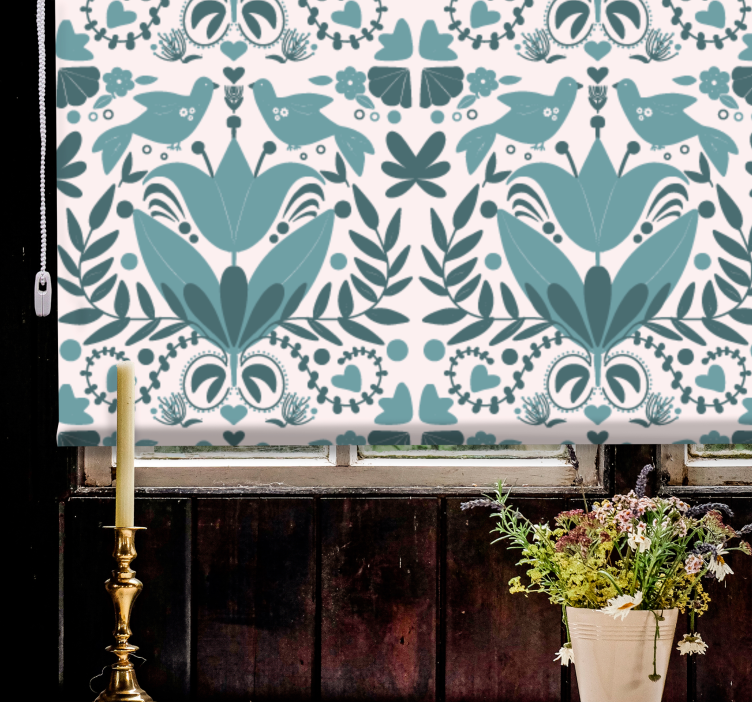 Pattern with Birds blind flowers - TenStickers